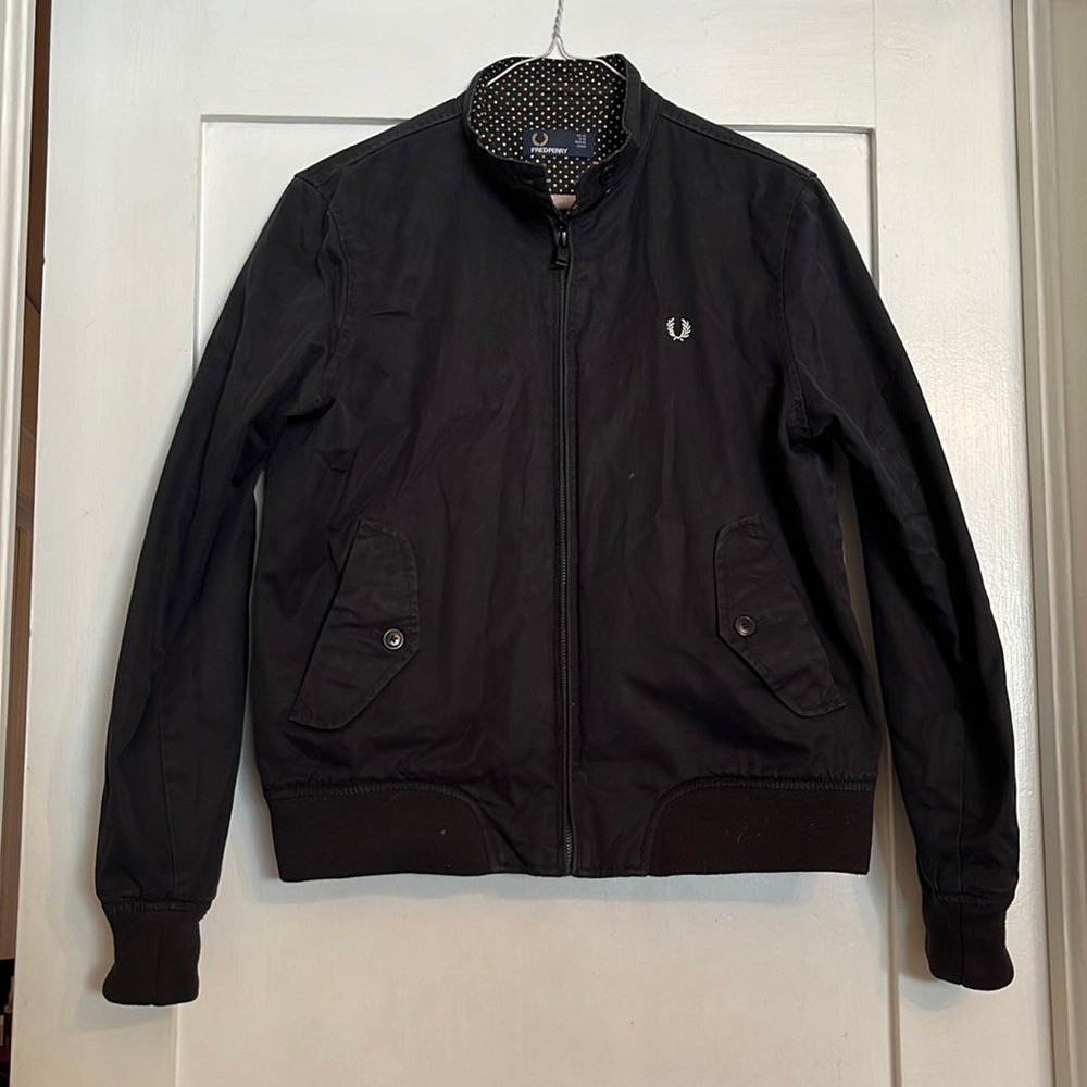 Black Fred Perry Bomber Jacket. Size 12.